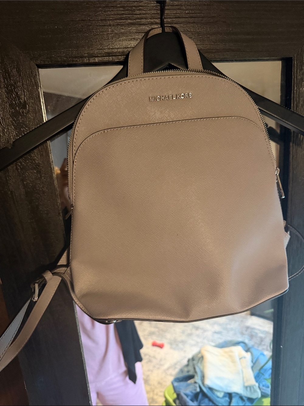 Michael Kors Taupe Saffiano Mini Backpack